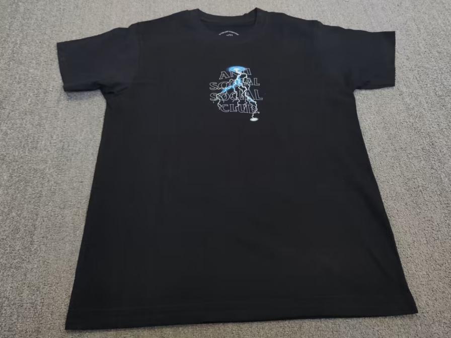 Anti Social Social Club Black T-Shirt with Embellished Logo